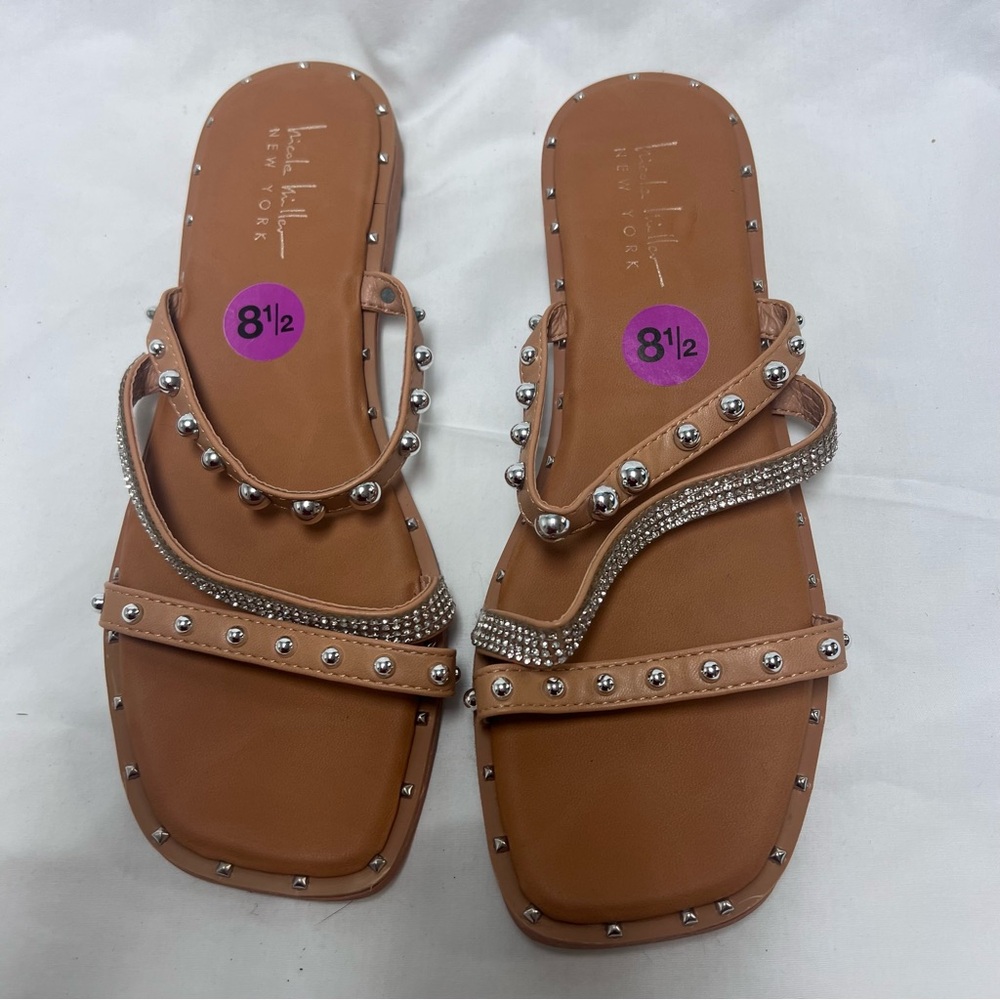 Nicole Miller NEW YORK Tan Studded Sandals